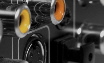 close up of audio video connection ports